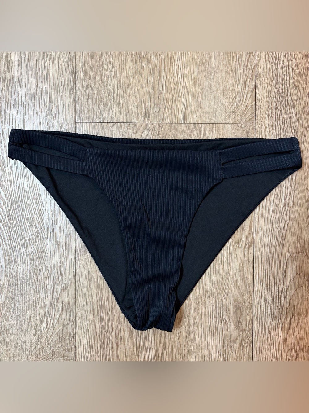 Black Ribbed Bikini Bottoms